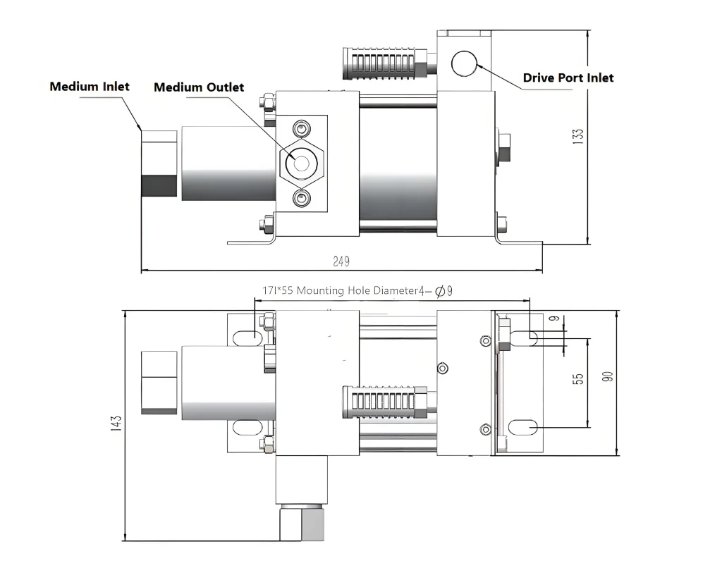 Bomba Hidráulica Neumática de la Serie M
