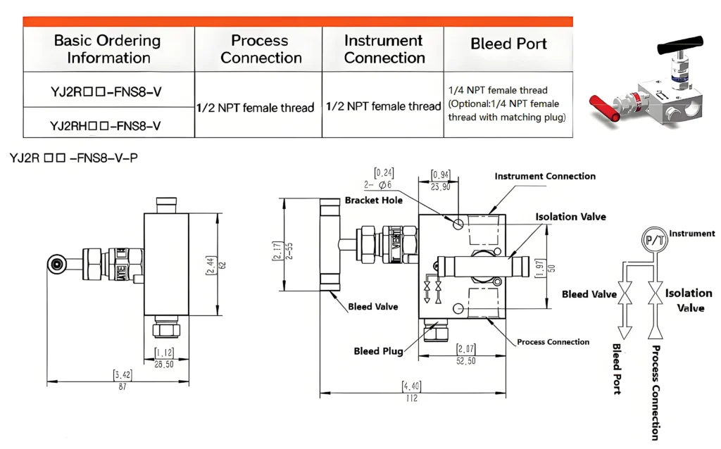 2-Valve Instrument Manifold – Remote Mount