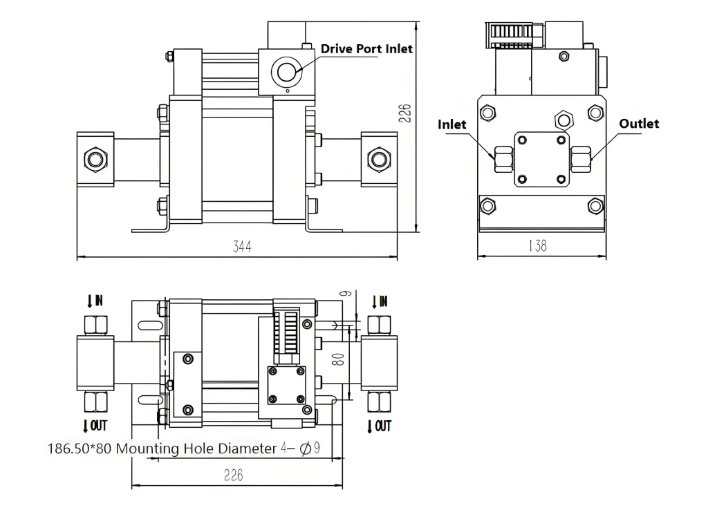 Bomba hidráulica neumática serie OSD
