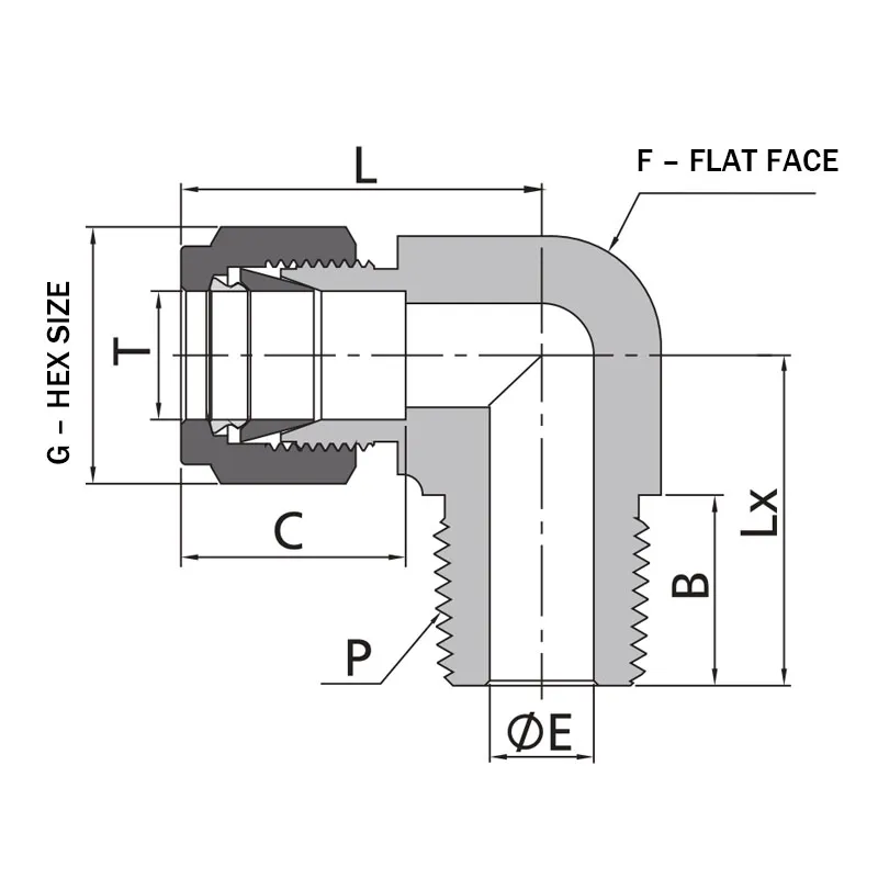 90° Double Ferrule Male Elbow Tube Fitting